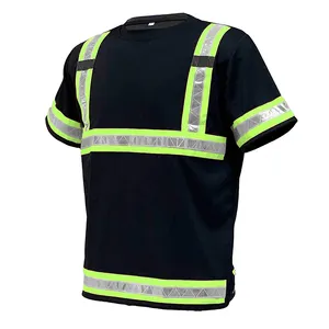 Segurança Trabalho Camisas ANSI Classe 3 Engrenagem com fita reflexiva Alta Visibilidade Manga Curta Camisas T Para homens