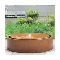 Table à eau ronde en acier Corten Paysage Fontaine à eau en acier rouillé Caractéristique de l'eau Ornement de jardin