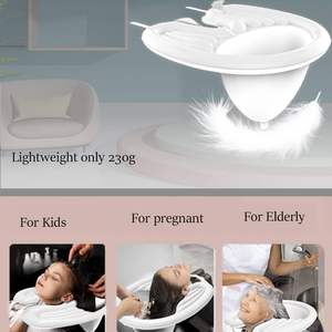 Plateaux de shampooing gonflables avec pompe de gonflage à tube Bassin de lavage de cheveux mobile sans déversement pour les personnes âgées handicapées enceintes blessées - Product Image 5
