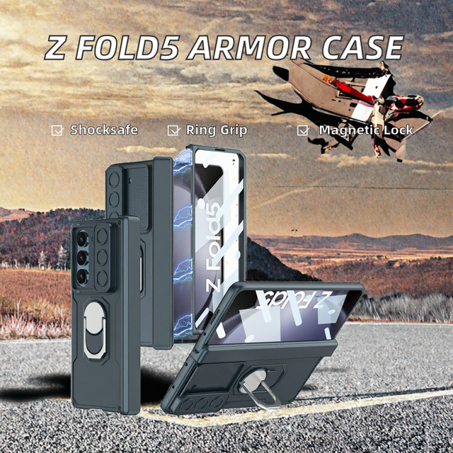 GKK UltraThin PC Business Waterproof Shockproof Mobile Phone Case for for Z Fold5/6/7 Magnetic Hinge Armor Design