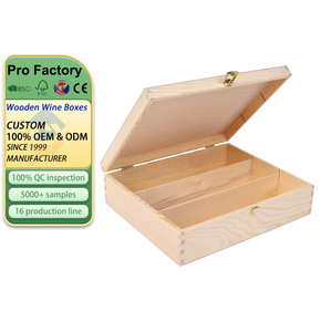 Boîte à vin en <span class=keywords><strong>bois</strong></span> de pin massif personnalisée, emballage créatif, boîte à vin décorative, coffret cadeau, emballage pour 3 bouteilles, provenant du premier fabricant chinois - Product Image 1