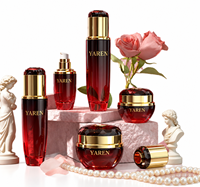 Flacon distributeur sous pression en verre de 40 ml, flacon de toner de 120 ml, tube de crème rouge, matériaux d'emballage pour soins de la peau
