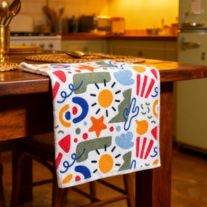 पूर्व धूप कस्टम मुद्रित नरम चाय तौलिए बनावट अवशोषित टेबलटॉप क्लीनर रसोई सफाई तौलिया - Product Image 1