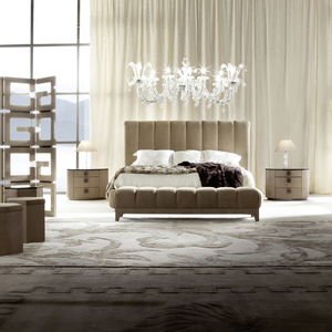 Cama tamaño King de lujo italiano, muebles de dormitorio minimalistas modernos con cabecero tapizado súper suave para el hogar - Product Image 4