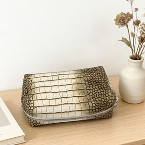 Crocodile Skin Collection High End Genuine Crocodile Leather <b>Makeup</b> Bag Waterproof PU Leather Crocodile Cosmetic Bags for Women - Product Image 5