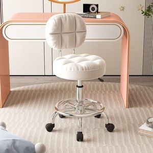 Sillón de Peluquería de Metal Resistente con Ruedas Giratorias y Elevación Especial, Taburete de Barbería, Silla de Maquillaje Sencilla para el Hogar - Product Image 1