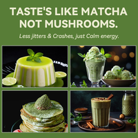 Lifeworth Champignons adaptogènes Avoine Poudre laiteuse mélanges thé vert latte au lait