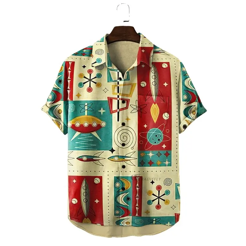 Amazon Nieuwe Trendy Heren Shirt Korte Mouw 3d Geprint Casual Zomer Strandvakantie Hawaiiaans Shirt