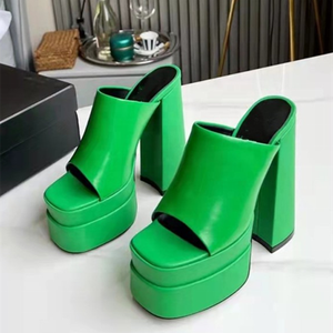 Chaussures décontractées d'extérieur printemps-été pour femmes, à bout carré ouvert, talon épais, style mule plateforme, taille 10.5 - Product Image 1