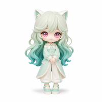 Figurine vinyle Anime Oreilles de Chat Cheveux Vert Menthe Yeux Roses Manteau en Dentelle Lolita Boîte Mystère Fille Cadeau de Collection Vente en Gros OEM
