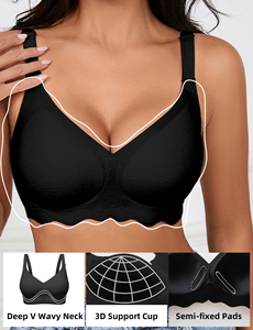 <span class=keywords><strong>Reggiseno</strong></span> Wireless da Donna Senza <span class=keywords><strong>Ferretto</strong></span>, Scollo Profondo a V, con Supporto in Gel, Morbido Effetto Lifting, Schiena a U e Incrocio, Taglie Forti - Product Image 4