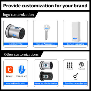 Serrure de porte sans clé, poignée intelligente à empreintes digitales avec application Tuya, charge USB d'urgence, serrure de porte biométrique pour appartement et hôtel - Product Image 2