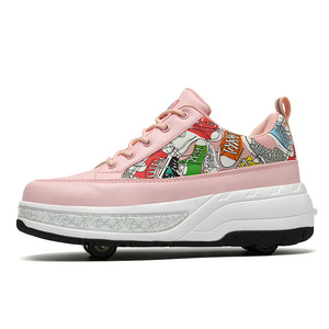 Patines con Ruedas Helios para Niñas, Talla 35, Ajustables, con Ruedas Dobles, Color Rosa, Zapatos de Patinaje EVA para Caminar y Patinar - Product Image 1