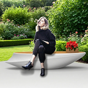 Banc-jardinière en PRV sur mesure, mobilier extérieur moderne, jardinière et banc combinés pour parc industriel - Product Image 5