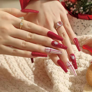 <span class=keywords><strong>Uñas</strong></span> <span class=keywords><strong>Postizas</strong></span> Navideñas al por Mayor, 24 Piezas, Hechas a Máquina, con Diseño de Copos de Nieve Blancos, Franceses, Reutilizables, <span class=keywords><strong>Uñas</strong></span> Falsas Personalizadas - Product Image 5