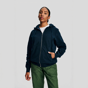 <b>Women's</b> <b>Navy</b> Blue Zip-Up Hoodie Regular Fit 100% Cotton Knitted Casual Autumn Wear - Product Image 1