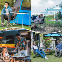 Table pliante de camping en alliage d'aluminium avec fonction de pliage, durable, avec poignée, design moderne pour une utilisation en extérieur et en cuisine