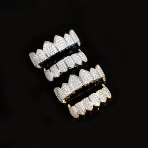 Grillz de Oro con Microincrustaciones de Zirconia Estilo Hip Hop, Joyería Unisex para Fiestas, Diseño Geométrico, Origen Yiwu YT4199 - Product Image 2