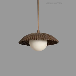 Luminaire suspendu contemporain de style Mid-Century Modern en laiton avec abat-jour en verre givré, globe vintage, luminaire suspendu au plafond - Product Image 2