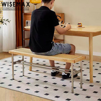 WISEMAX FURNITURE Mobilier de maison de style médiéval, chaise de salle à manger avec structure en acier inoxydable, banc en rotin, tabouret à chaussures pour villa