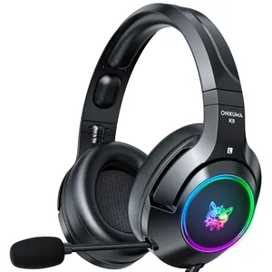 Onikuma ชุดหูฟังแบบมีสายไมโครโฟนสีดำ K9 RGB LED Ps4ชุดหูฟังสำหรับเล่นเกม E-Sports หูฟัง2023หัวใจพร้อมชุดหูฟัง