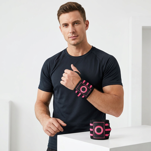 High Quality Breathable Latex Elasticated Polyester <b>Wrist</b> Wraps Striped Pattern Weightlifting Gym Workout Training <b>Support</b> <b>Thumb</b> - Product Image 1