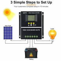 Contrôleur de charge solaire 60A 80A 100A 12V 24V 36V 48V avec écran LCD automatique pour système solaire hors réseau, vente en gros OEM direct usine