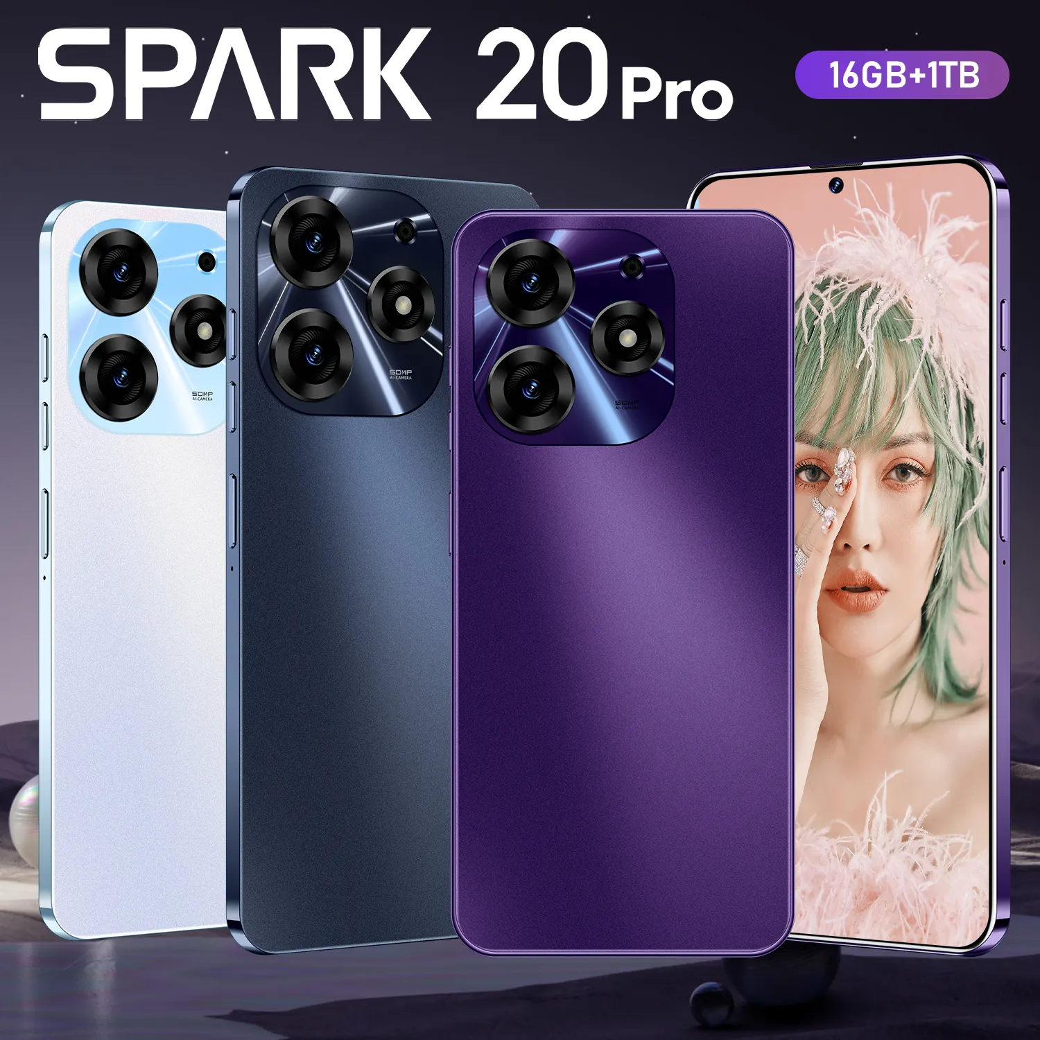 tecno spark 20 pro 7.3inch 16gb 1tb new arrival mobile phones with Google play