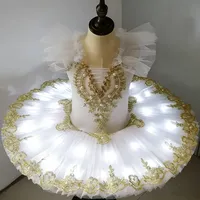 Rok Tutu Balet Bercahaya Gaun Balerina Tutu Pancake Bercahaya Pesta Gadis Bercahaya Alat Peraga Pesta Cosplay Bercahaya