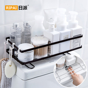 Étagère de salle de bain Ripai, fixation murale sans perçage, rangement d'angle, gain de place, rectangulaire 60x70cm pour la zone des toilettes - Product Image 1