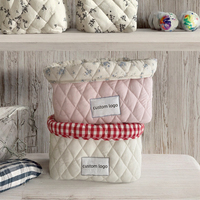 Panier de rangement cosmétique ouvert en coton matelassé géométrique, grande capacité, organisateur de bureau, couleur personnalisée