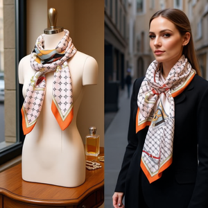Sciarpa di Seta di Lusso Lara Zlata 70x70Cm, Accessorio Moda Quadrato con Stampa Digitale per Donne - Product Image 2