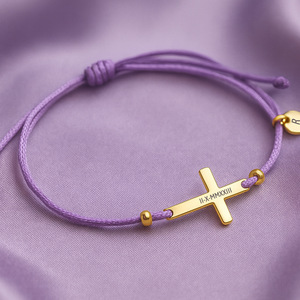 Stainless Steel Cross <b>Bracelet</b> Round Plate Accessory Customizable Text Adjustable <b>Rope</b> for Religious Beliefs Personalized Faith - Product Image 3