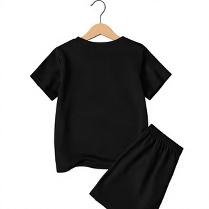 Girls Casual 2-Piece Rainbow Print Set Short Sleeve Top Black Shorts Summer Outfit High Quality Medium Stretch Polyester/Cotton - Product Image 6