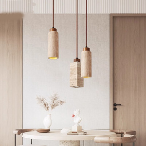 Lámpara Colgante Rectangular de Travertino Estilo Japonés Wabi Sabi, LED E27, para Dormitorio, Mesita de Noche - Product Image 2