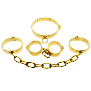 Caja Personalizada Gratis - Juego de Restricciones BDSM Doradas Pesadas, Kit de Esclavitud, Esposas de Acero Inoxidable, Tobilleras, Juguete Especial de Bondage Fetiche SM - Product Image 3