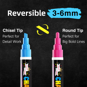 มาร์กเกอร์ชอล์กเหลวสำหรับกระดานดำ-สีหนาเครื่องหมายลบแห้งป้ายกระดาน, หน้าต่าง, แก้ว-ปลายย้อนกลับได้6มม - Product Image 5