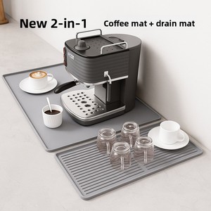 Cross-border Best-selling Silicone square Coffee Machine <b>Mat</b> bar Dining Table Non-slip Heat-resistant <b>Large</b> Draining Tray Pad - Product Image 3