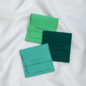 Pochette personnalisée pour bijoux turquoise, sacs à bijoux en microfibre avec rabat et boîte à bijoux avec insert de présentation - Product Image 6