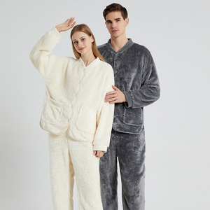 <span class=keywords><strong>Conjunto</strong></span> de Pijama de Felpa Coral Térmica para Mujer, Cárdigan Largo y Grueso para <span class=keywords><strong>Invierno</strong></span>, Ropa de Dormir y de Casa, Talla Grande para <span class=keywords><strong>Parejas</strong></span> - Product Image 2