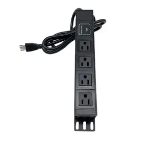 Saluran Keluar 6 AC Aluminium Aloi 2 Port USB, Strip Daya Dudukan Dinding dengan Rak Pelindung Surge, Unit Distribusi Daya Pdu