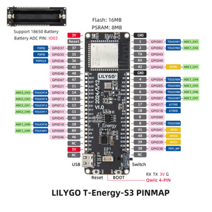 LILYGO T-Energy-S3: Scheda di Sviluppo ESP32-S3 Alimentata a Batteria con Wi-Fi/Bluetooth 5, Interfaccia Qwiic e Slot per Batteria 18650 per Progetti IoT - Product Image 5