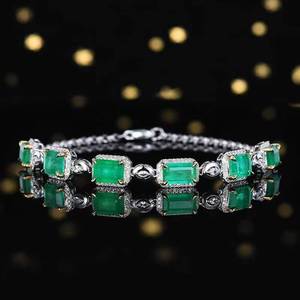 SGARIT <b>Solid</b> 18K <b>Gold</b> 5.14ct Natural Emerald Bracelet Set With Diamonds & White Sapphires Gala Fine Jewelry for women man - Product Image 1