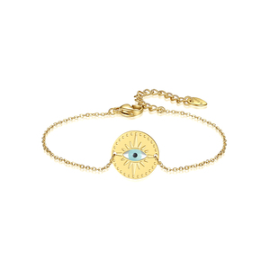 Brazalete <span class=keywords><strong>de</strong></span> acero inoxidable para mujer, pulsera <span class=keywords><strong>de</strong></span> ojo <span class=keywords><strong>de</strong></span> piedra, chapado en oro, ajustable, SP-LAM - Product Image 6