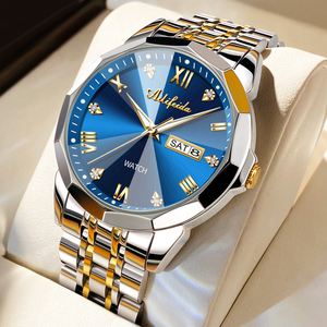 Trendy quartz <b>watch</b> for men with skeletonized case back business-style waterproof luminous and fashionable. - Product Image 5