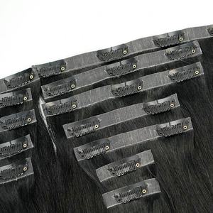 Extensions de cheveux à clips de haute qualité, cheveux brésiliens Remy, 100% cheveux humains vierges, double trame machine - Product Image 1