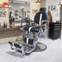Chaise de barbier pivotante de luxe au design vintage, mobilier en métal rétro haut de gamme pour salon de coiffure ou supermarché