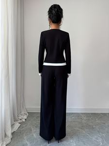 女式休闲纯色两件套长款运动服上衣越南服装工厂轻质梭织套装免费样品 - Product Image 3