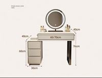 Table de maquillage moderne en panneaux de particules de pin écologiques, réglable, avec éclairage et quincaillerie en acier inoxydable, pour chambre à coucher
