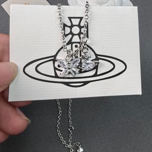 Nouvelle Collection Printemps-Été : Collier Tendance Reine Mère, Papillon Diamant Rose, Saturne Élégante, Chaîne de Clavicule Douce Vivienne pour Femme - Product Image 4